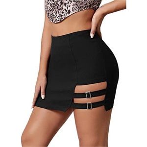 NWT Verdusa Women's Buckle Cut Out High Waist Clubwear Bodycon Mini Skirt